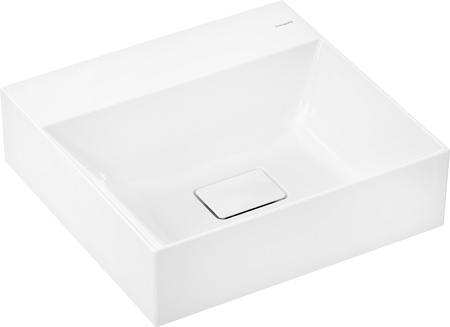HG Xevolos E Mała umywalka wisząca 500/480 bez otworu na baterię, bez przelewu, SmartClean, Biały