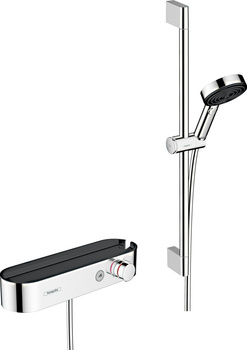 HG Pulsify Select S System prysznicowy 105 3jet Relaxation z drążkiem 65 cm i termostatyczną baterią prysznicową, natynkowy, Chrom