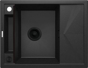 Zlewozmywak granitowy magnetyczny 1-komorowy z ociekaczem grafit metalik nero ZRM G11A