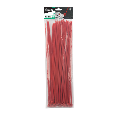 Taśma kablowa 4,8 x 350mm RED 100 szt.