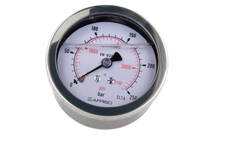Manometr glicerynowy RF 63 Gly, D711, fi63 mm, 0÷250 bar, G1/4", ax, kl. 1,6