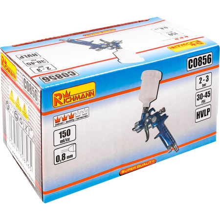 PISTOLET LAKIERNICZY MINI 0,15 L DYSZA 0,8 MM NISKOCIŚNIENIOWY