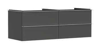 HG Xelu Q Szafka pod umywalkę nablatową z 4 szufladami 1360/550, Szary Diament Matowy, Kolor uchwytów: Chrom