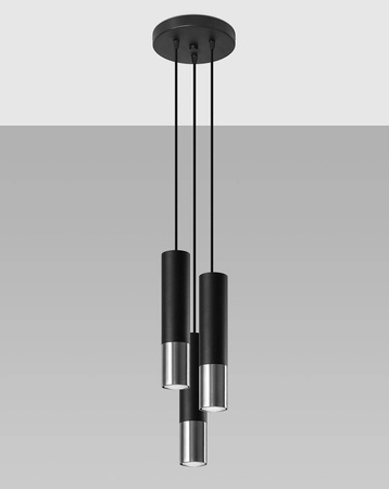 Lampa wisząca LOOPEZ 3P czarny/chrom
