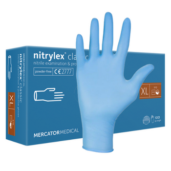 Rękawice nitrylowe niebieskie Mercator Nitrylex Classic Blue rozmiar XL 100 szt.