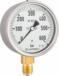 Manometr glicerynowy RF 160 Gly, D801, fi160 mm, -1÷0,6 bar, G1/2", rad, kl. 1,0