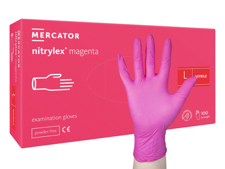 Rękawice nitrylowe różowe Mercator Nitrylex Magenta rozmiar L 100 szt. 