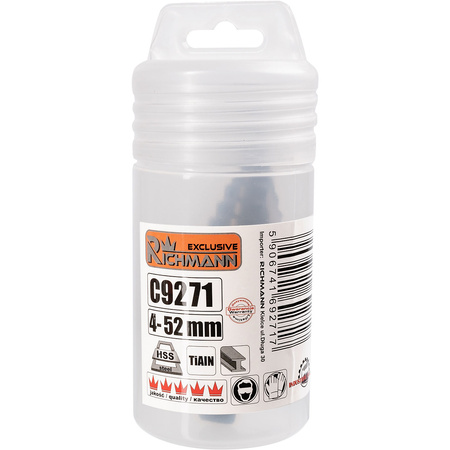 WIERTŁO STOPNIOWE SPIRALNE DO METALU 4-52 MM