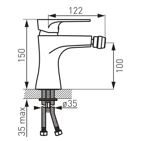 Belka rozdzielacza 1", rozstaw podłączeń 100 mm, 2-drogowa