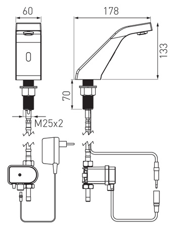 SIROCCO SENSOR POWER-SAFE bateria bezdotykowa stojąca, chrom