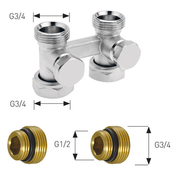 Zawór przyłączeniowy do grzejników dolnozasilanych z nyplami prosty