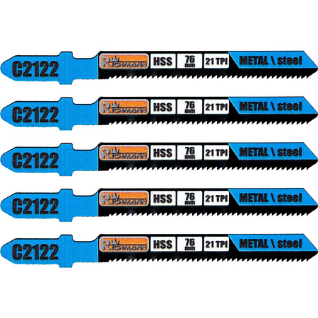 BRZESZCZOT DO WYRZ. METAL "T" HSS  76MM,21 TPI,KRZYWE CIĘCIE (T218A) 5 SZT/OPAK.