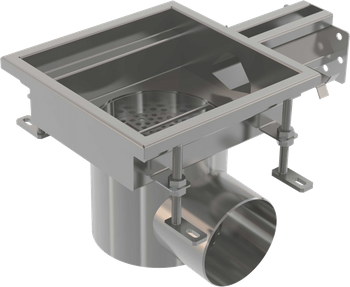 Przemysłowy odpływ punktowy z wpustem szczelinowym 250×250, stal nierdzewna AISI 316L
