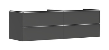 HG Xelu Q Szafka pod umywalkę nablatową z 4 szufladami 1560/550, Szary Diament Matowy, Kolor uchwytów: Chrom