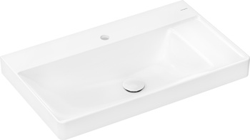 HG Xelu Q Umywalka wisząca z półką po prawej stronie 800/480 z otworem na baterię, bez przelewu, SmartClean, Biały
