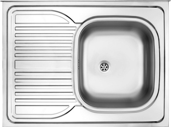 Zlewozmywak stalowy 1-komorowy z ociekaczem po lewej stronie - nakładany dekor stal ZM6 311L