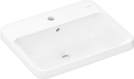 HG Xuniva Q Umywalka wpuszczana w blat 550/450 z otworem na baterię, z przelewem, SmartClean, Biały