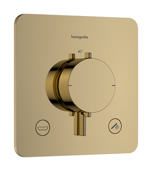 HG Ecostat Comfort Q Bateria termostatyczna do 2 odbiorników zgodna z normą EN 1717, podtynkowa, Złoty Optyczny Polerowany