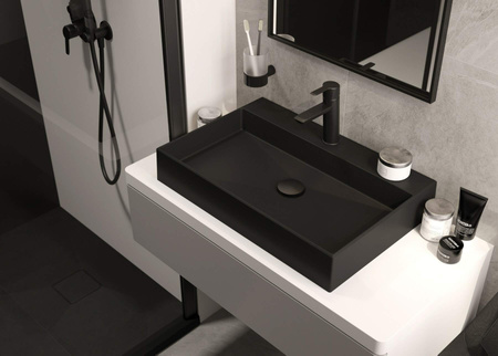 Brodzik granitowy prostokątny 100x90 cm nero KQR N45B