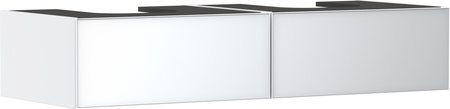 HG Xevolos E Szafka pod 2 szlifowane umywalki wpuszczane w blat/nablatowe z 2 szufladami 1370/550, Biały Matowy, Kolor frontu: Biały Metaliczny