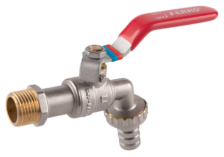 Zawór kulowy czerpalny z metalową złączką, 1-2", F-Comfort