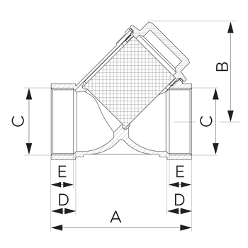 Filtr skośny siatkowy, nakrętno-nakrętny, DN25, G1