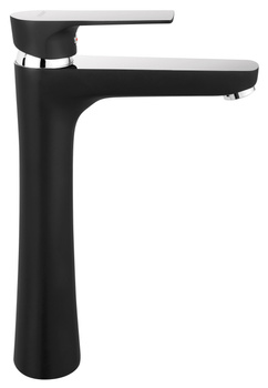 ALGEO SQUARE bateria umywalkowa nablatowa, czarny / chrom