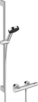 HG Pulsify Select S System prysznicowy 105 3jet Relaxation EcoSmart z drążkiem 90 cm i termostatyczną baterią Ecostat Fine, natynkowy,, Chrom