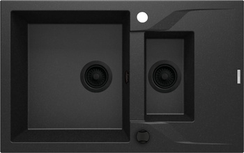 Zlewozmywak granitowy 1.5-komorowy z ociekaczem grafit metalik nero ZQN G513