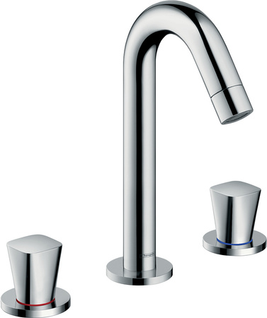 HG Logis 3-otworowa bateria umywalkowa 150 z kompletem odpływowym z cięgłem, Chrom