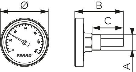 Termometr 63 mm 1-2" axialny 0-120°C