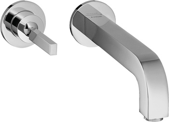 AX Citterio Jednouchwytowa bateria umywalkowa z uchwytem Pin, wylewką 220 mm i rozetami, ścienna, podtynkowa, Chrom