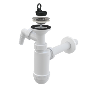 Syfon umywalkowy DN32 z przyłączem, sitko nierdzewne DN63