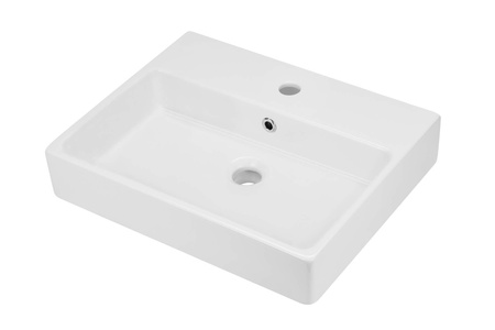 Umywalka ceramiczna nablatowa/ścienna z miejscem na baterię - 50x40 cm biały CDT 6U4S