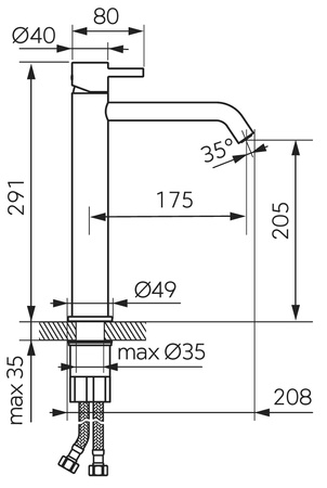 CIRICULUS bateria umywalkowa nablatowa, gun metal