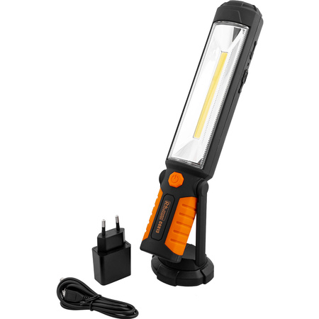 LAMPA AKU. DŁUGA 5W + 5 LED UCHYLNA MAGNETYCZNA PODSTAWA