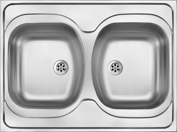 Zlewozmywak stalowy 2-komorowy - nakładany satyna stal ZM6 0200