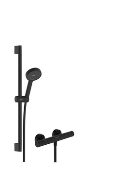 HG Activera Select S System prysznicowy 95 2jet EcoSmart z drążkiem 65 cm i termostatem Ecostat Fine, natynkowy, Czarny Matowy