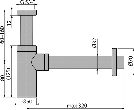 Półsyfon umywalkowy DN32 DESIGN, NICKEL-połysk