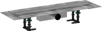 HG RainDrain Compact Kompletny odpływ liniowy 600, ruszt ozdobny, standardowy, Stal Szlachetna Szczotkowana