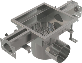 Przemysłowy odpływ punktowy z wpustem szczelinowym 250×250, stal nierdzewna AISI 316L