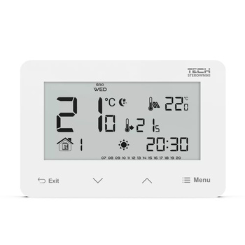 Przewodowy zasilany 230V regulator pokojowy dwustanowy (panel przedni ze szkła) ST-293z v3 biały
