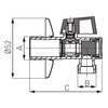 Zawór kulowy kątowy z aluminiowym uchwytem, z rozetą, z filtrem 1-2" x 3-4"