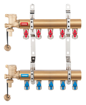 Rozdzielacz 11-drogowy z zaworami kulowymi odcinającymi obwody, standard