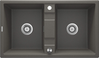 Zlewozmywak granitowy 2-komorowy antracyt metalik stal ZQE T203