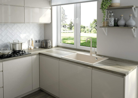 Zlewozmywak granitowy 1-komorowy alabaster stal ZQN A103