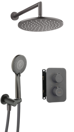 Zestaw prysznicowy podtynkowy z BOXem termostatycznym stała titanium Therm BXYZDEBT