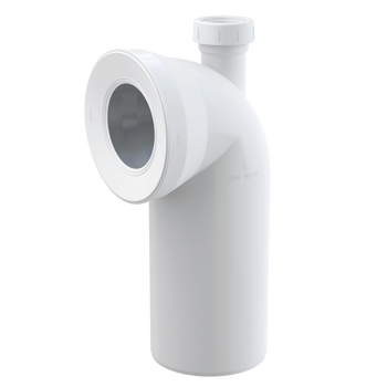 Przyłącze do stojącej miski WC, kolano 90° z przyłączem DN 40, DN 110, długość 230 mm, PP, białe