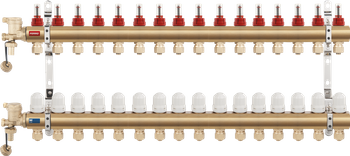 Rozdzielacz 15-drogowy z zaworami termostatycznymi i przepływomierzami, standard