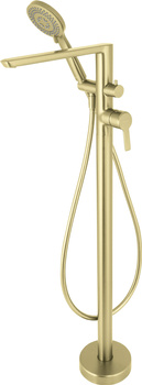 Bateria wannowa wolnostojąca z zestawem prysznicowym stała złoty szczotkowany Arnika BQA R17M